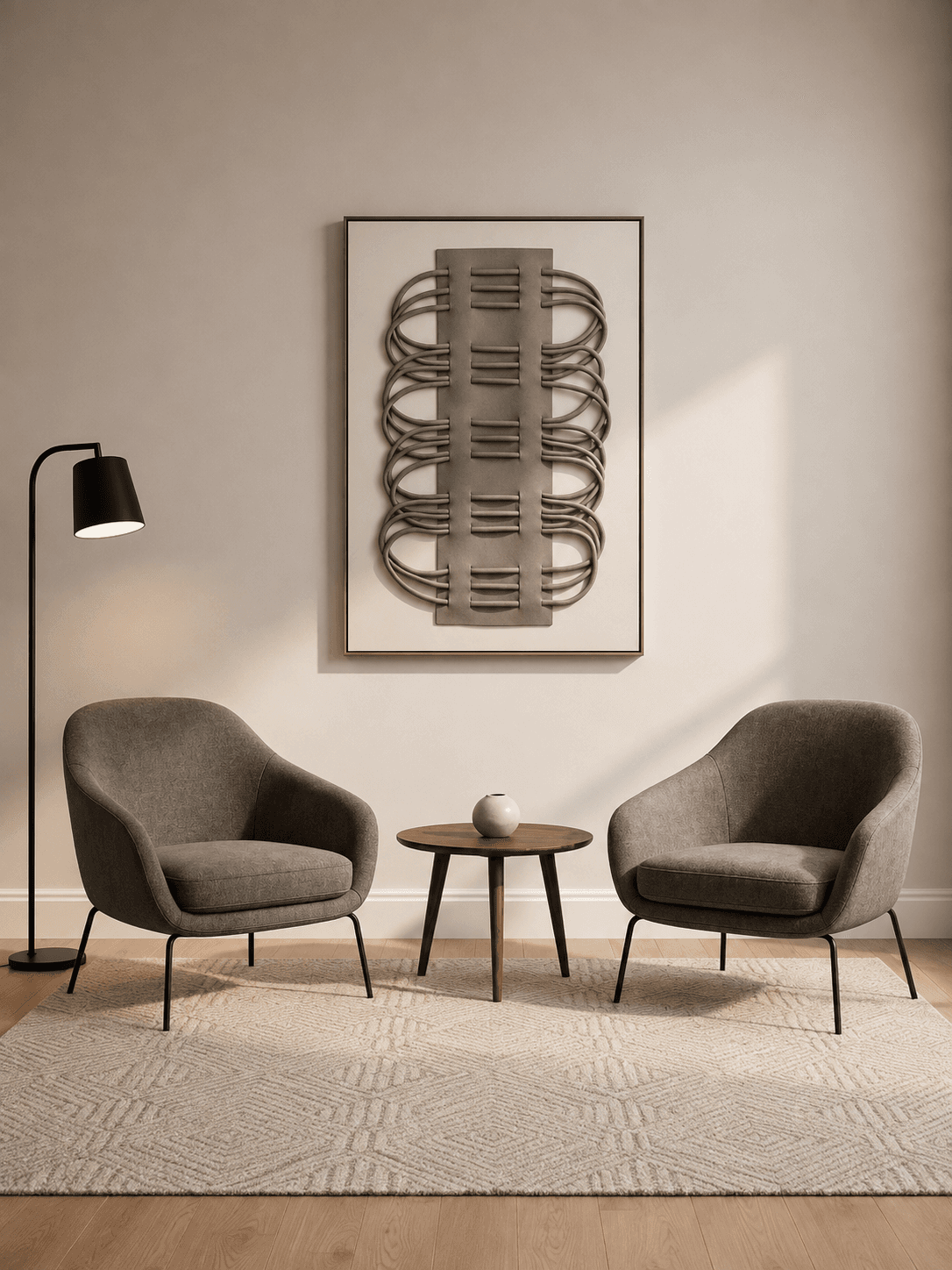 Framed Grid & Circle Pattern Art 70-100cm
