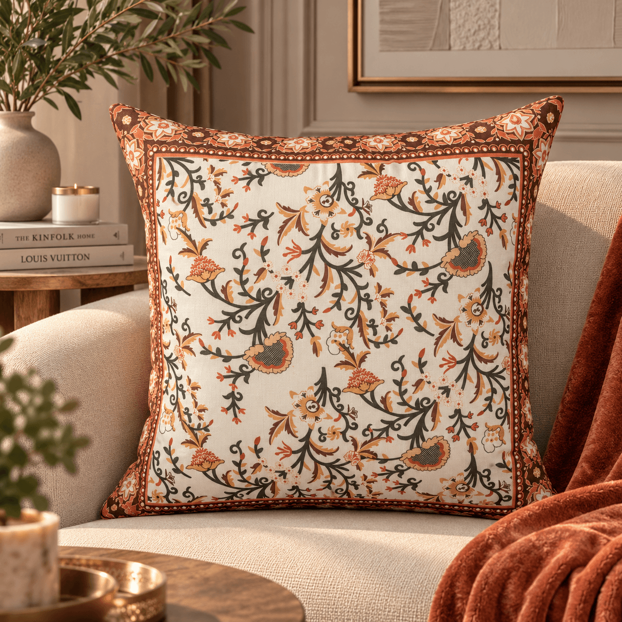 Rust Textured Solid Cushion Cover