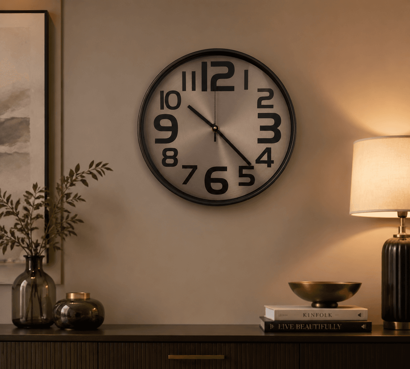 Black Numeral Wall Clock Console