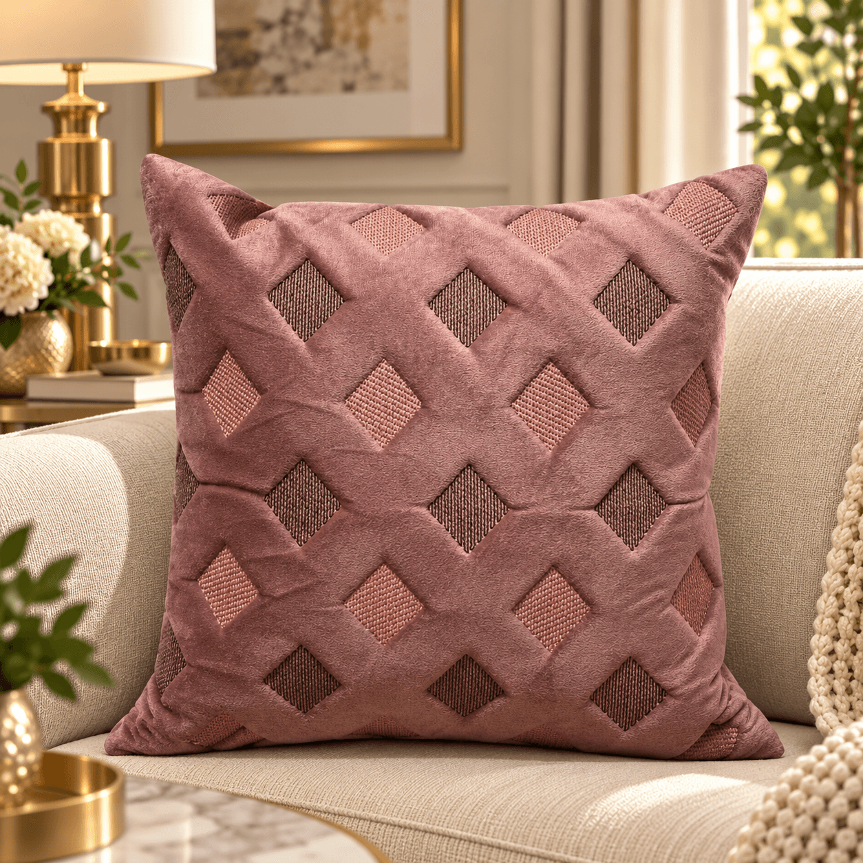 Copper Accent Textured Cushion Cover