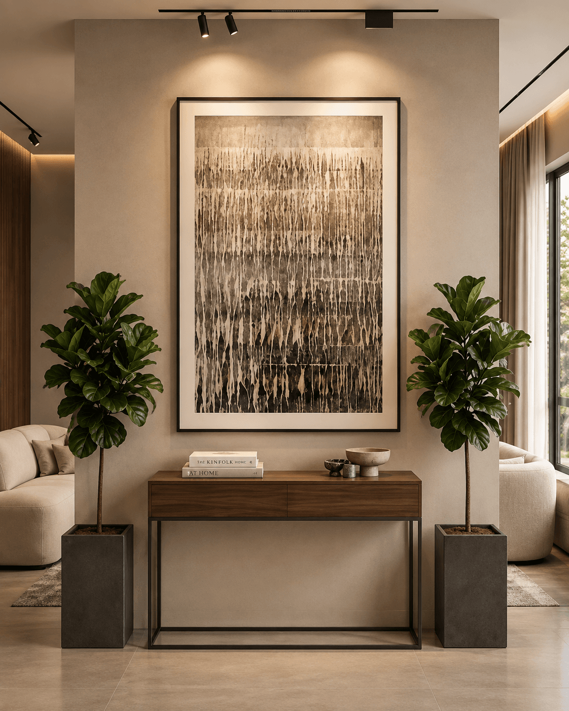 Framed B&W Abstract Lines – 80x120 cm view 2