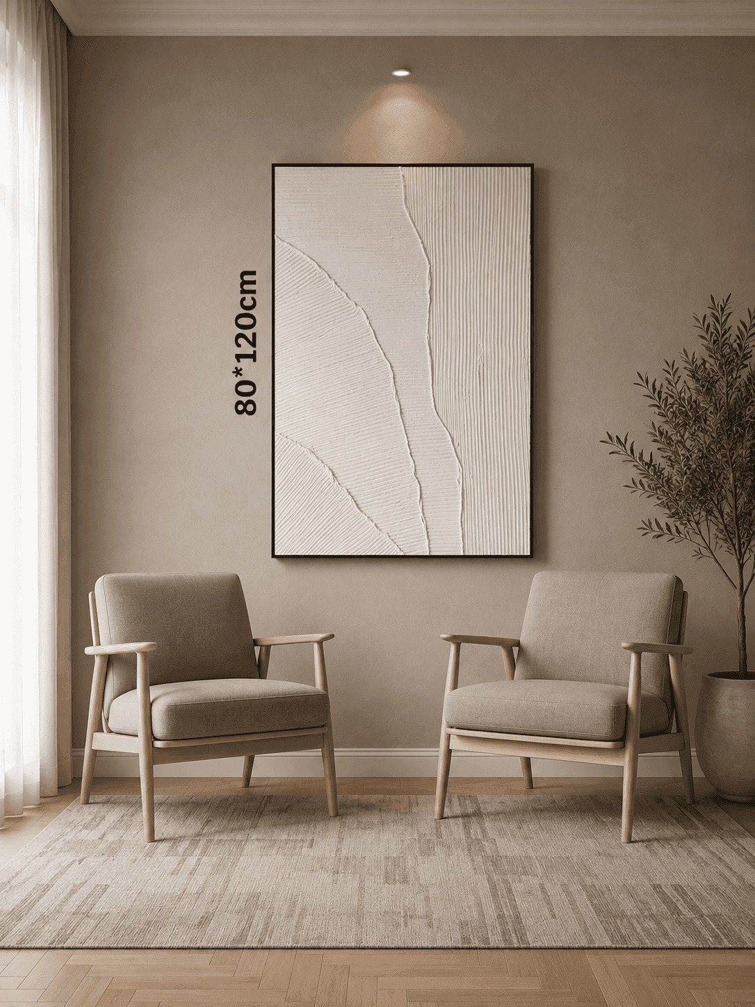 Framed B&W Minimalist Art – 80x120 cm view 3