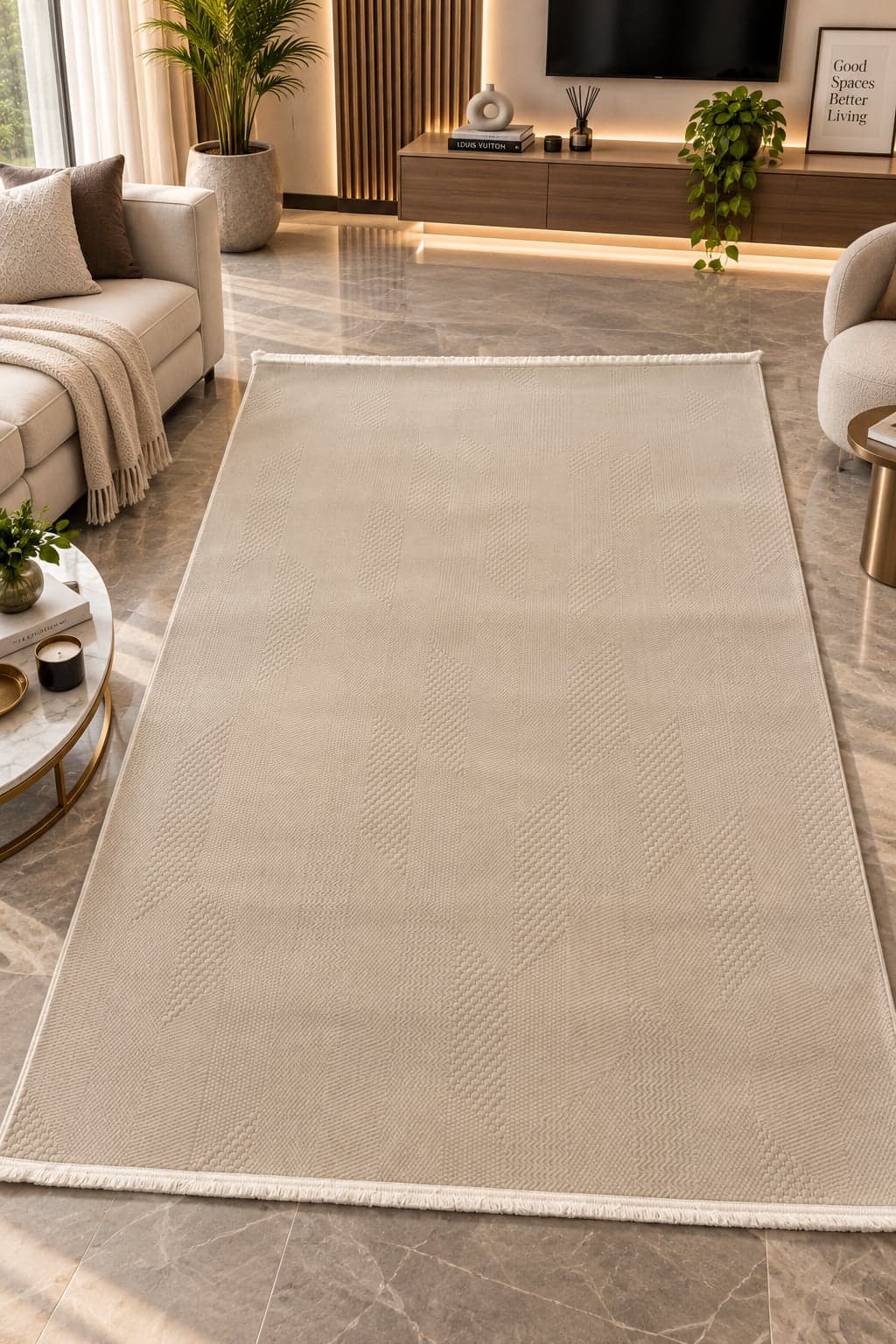 Beige Classic Solid Area Rug 6*4fts