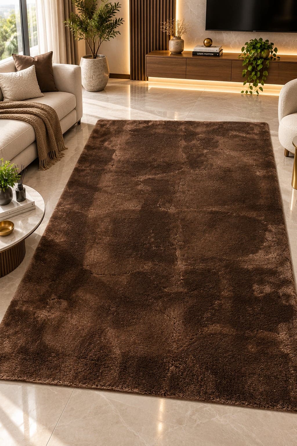 Coffee Brown Solid Area Rug 6*4fts