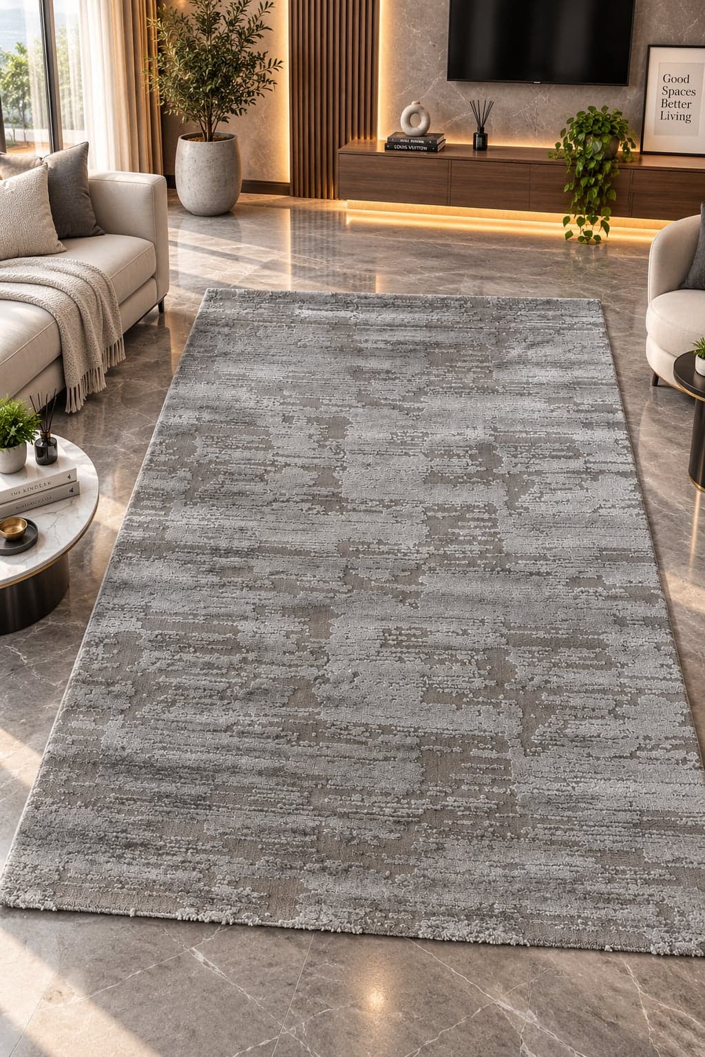 Grey Distressed Texture Area Rug 6*4fts