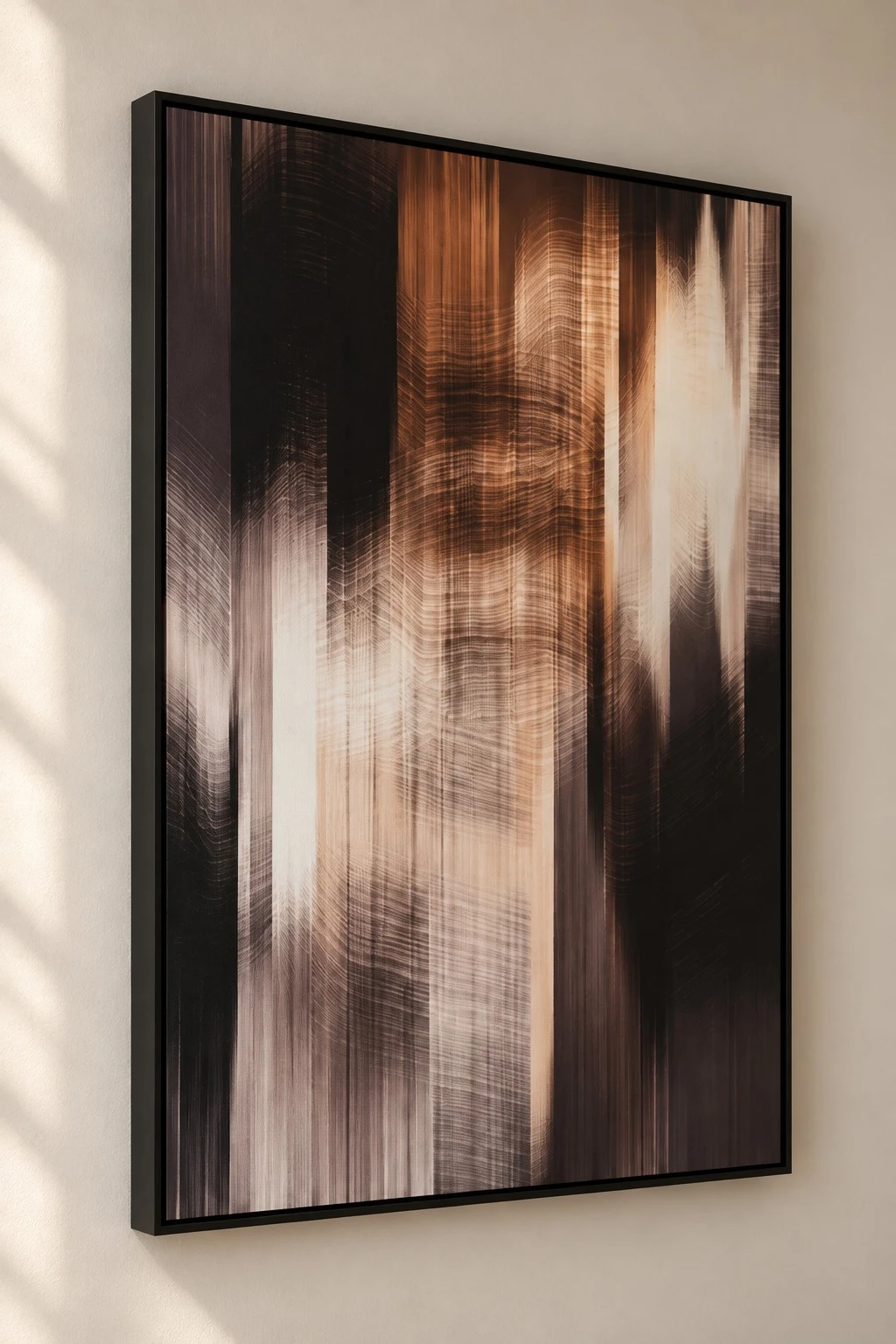 Framed Abstract Landscape Warm Tones 120x150 cm - angled side view