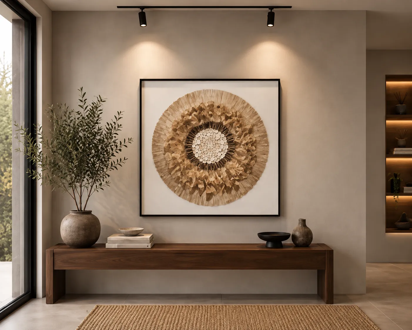 Framed Gold Wreath Circle Art 80-80cm view 2