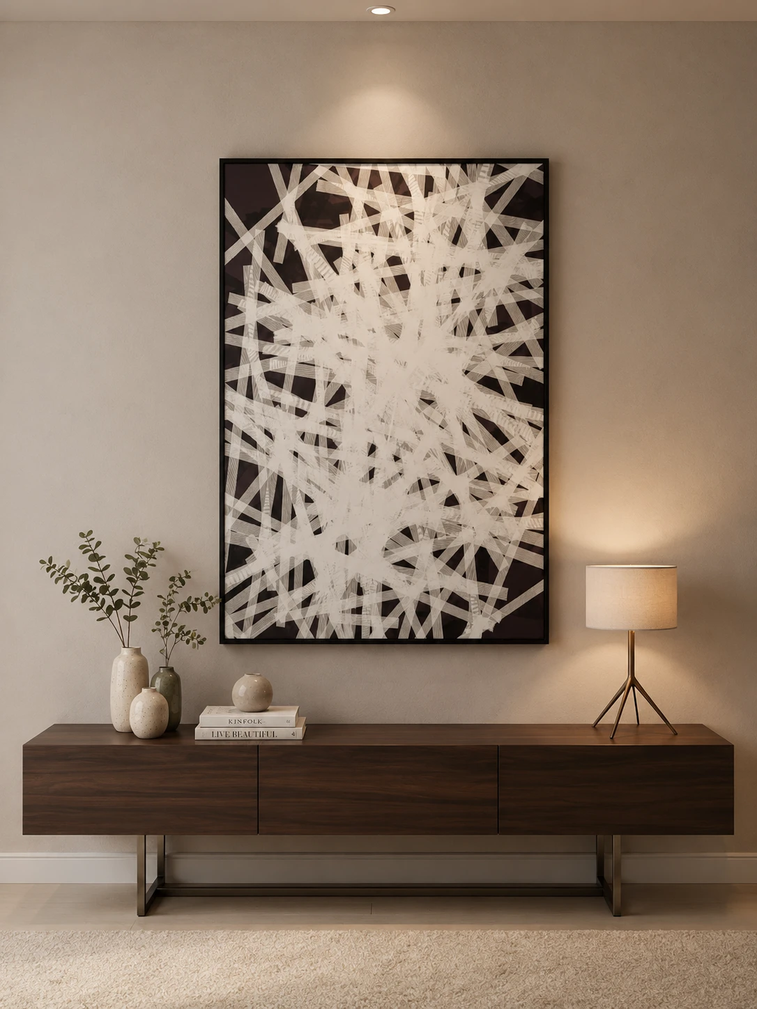 Framed B&W Abstract Mixed Media 120-180cm