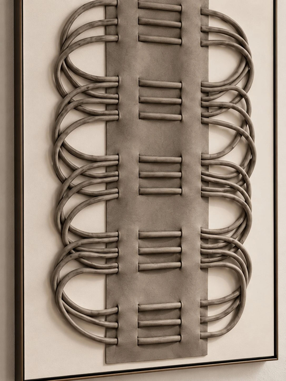Close-up of the grey-taupe loops and central column texture