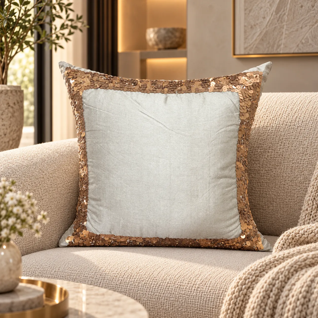 White Textured Cushion Cover Design 3509