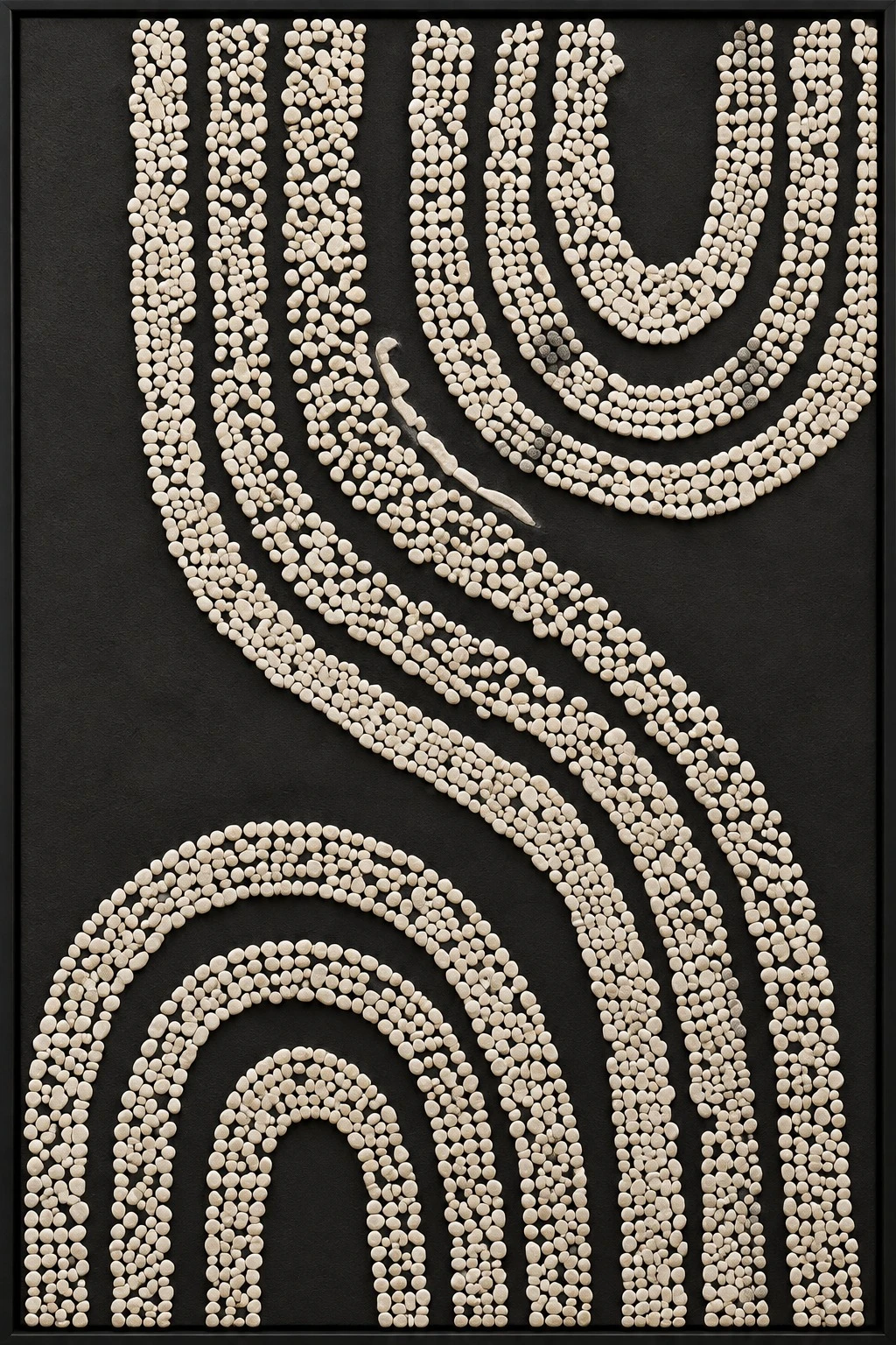 Framed B&W Mosaic Swirl & Arches 80x120 cm - artwork detail