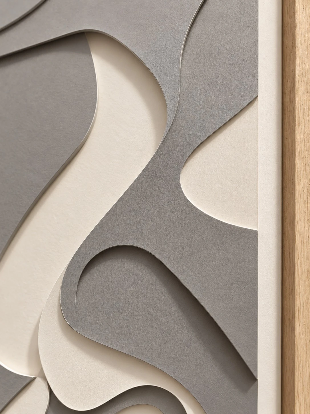 Framed B&W Abstract Scene Art 80x120 cm - paper relief close-up