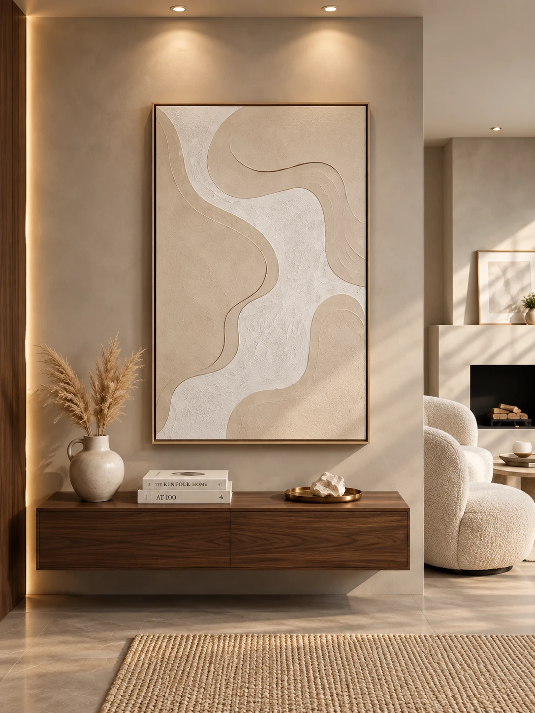 Framed River & Mountains Landscape – 80x120 cm view 2
