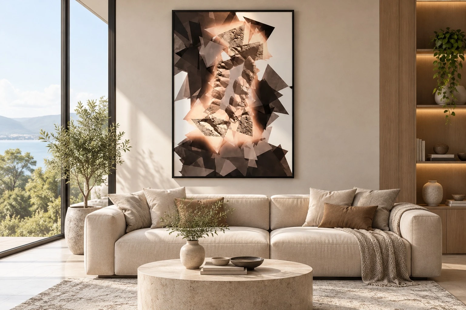 Framed abstract art 120x180 cm - living room lifestyle