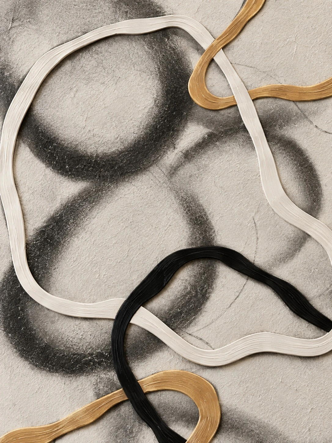 Framed Abstract Gold and Black Swirl Lines 80x120 cm - artwork macro close-up