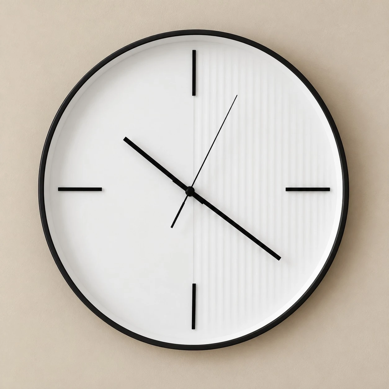 White Minimalist Wall Clock Console - studio front view