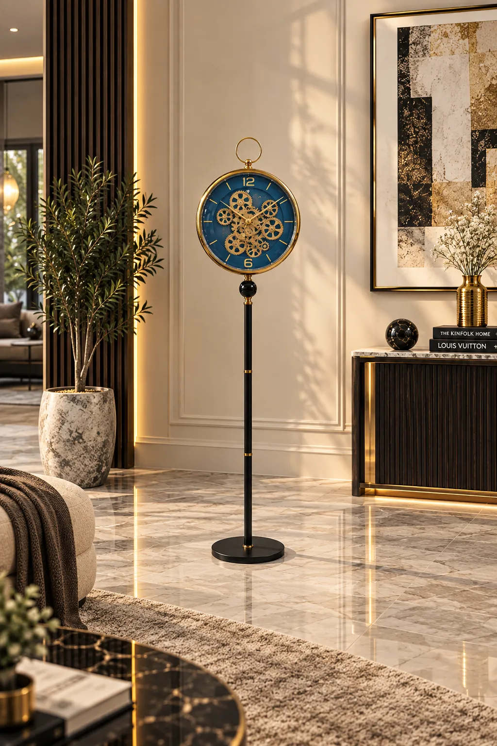 Blue and Gold Standing Clock Collection