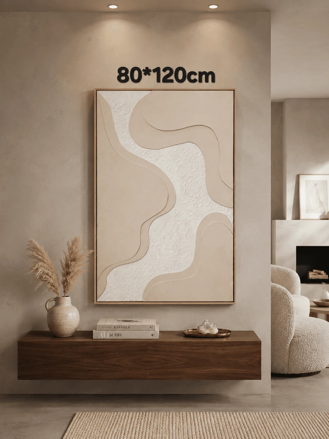 Framed River & Mountains Landscape – 80x120 cm view 3