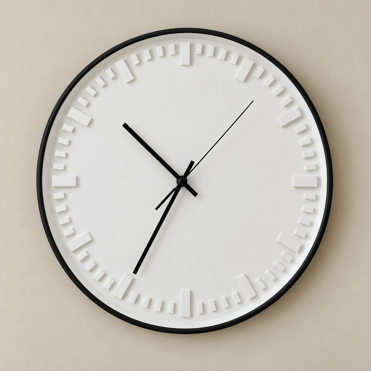 White Elegant Wall Clock Living Room - studio front view