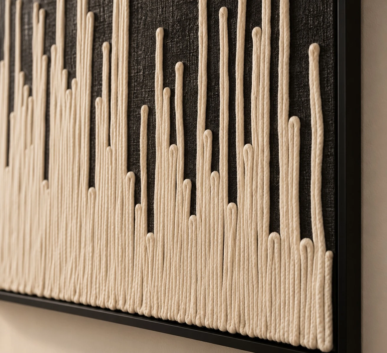 Framed Brown Grid Pattern Art 80x120 cm - texture close-up