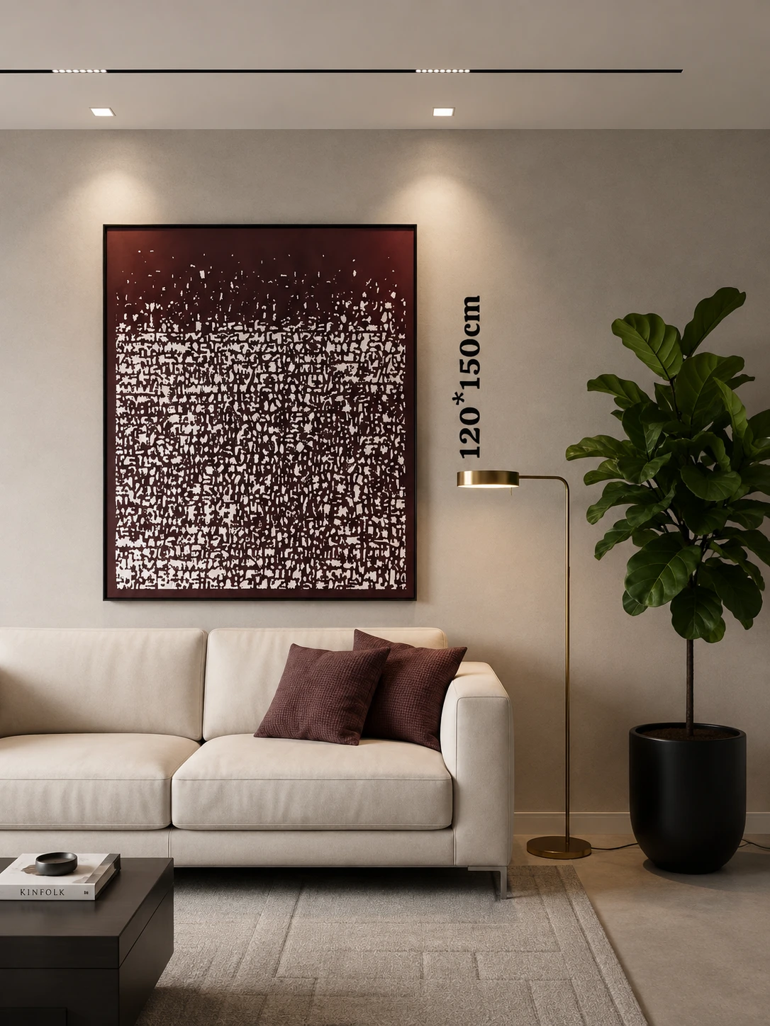 Framed Red Textured Abstract – Contemporary 120-150cm
