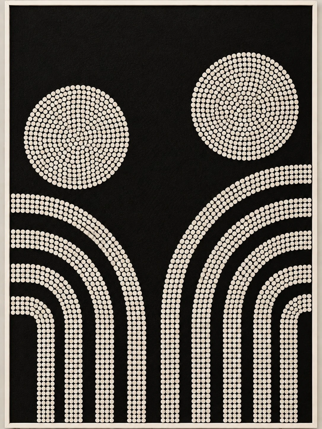 Framed B&W Geometric Arches & Circles 80x120 cm - artwork detail