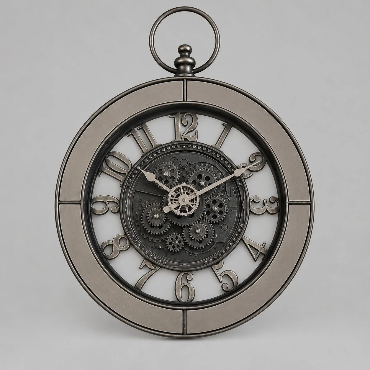 Dark Roman Numeral Wall Clock - studio front view