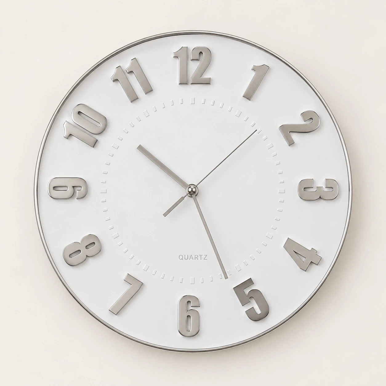 White Clean Wall Clock Console - studio front view