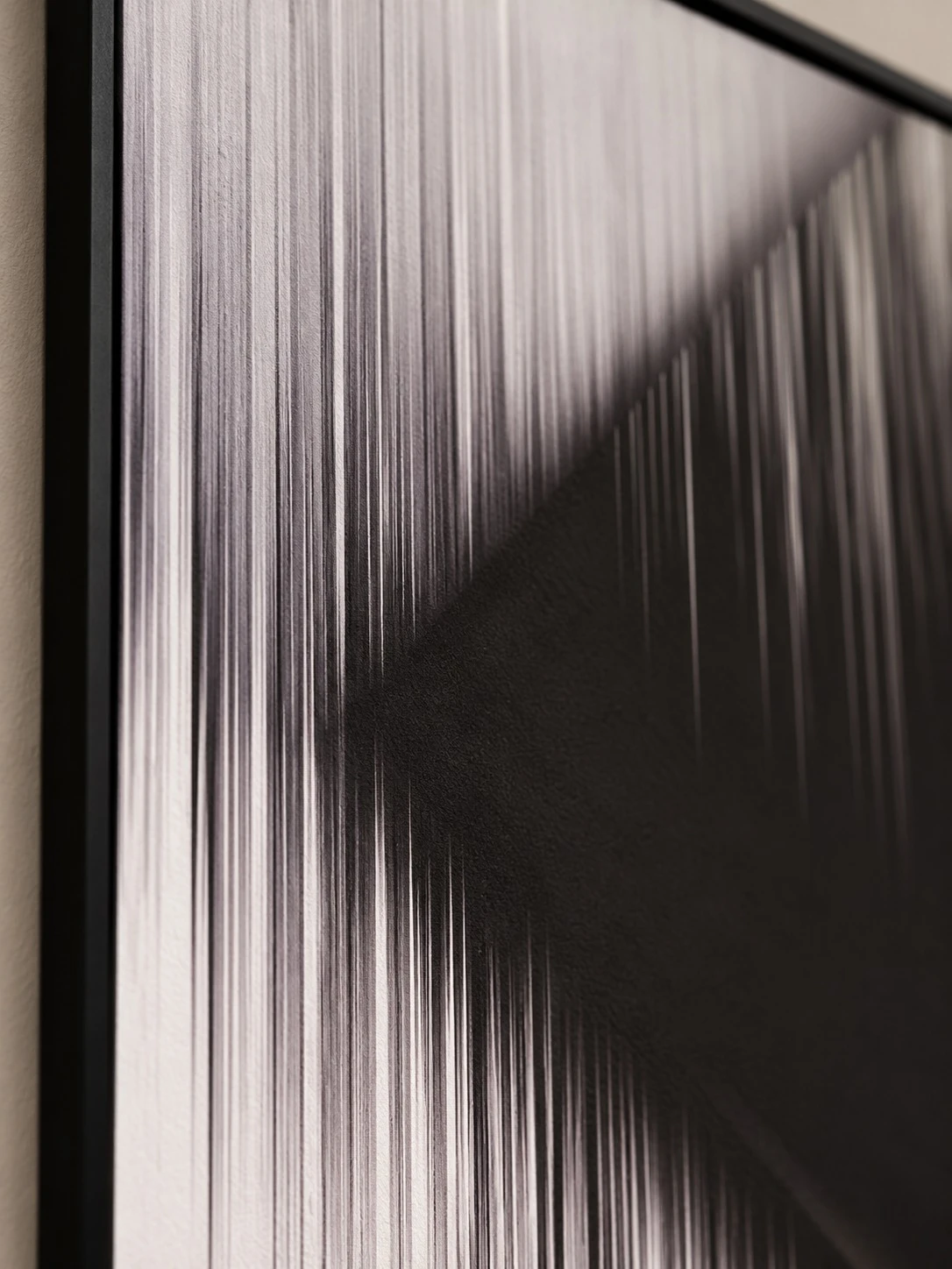 Framed B&W Gradient Abstract 120x150 cm - print texture close-up