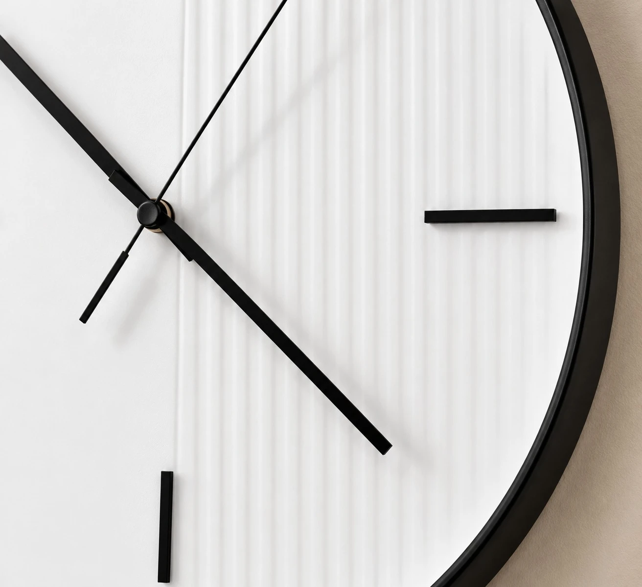 White Minimalist Wall Clock Console - dial detail close-up