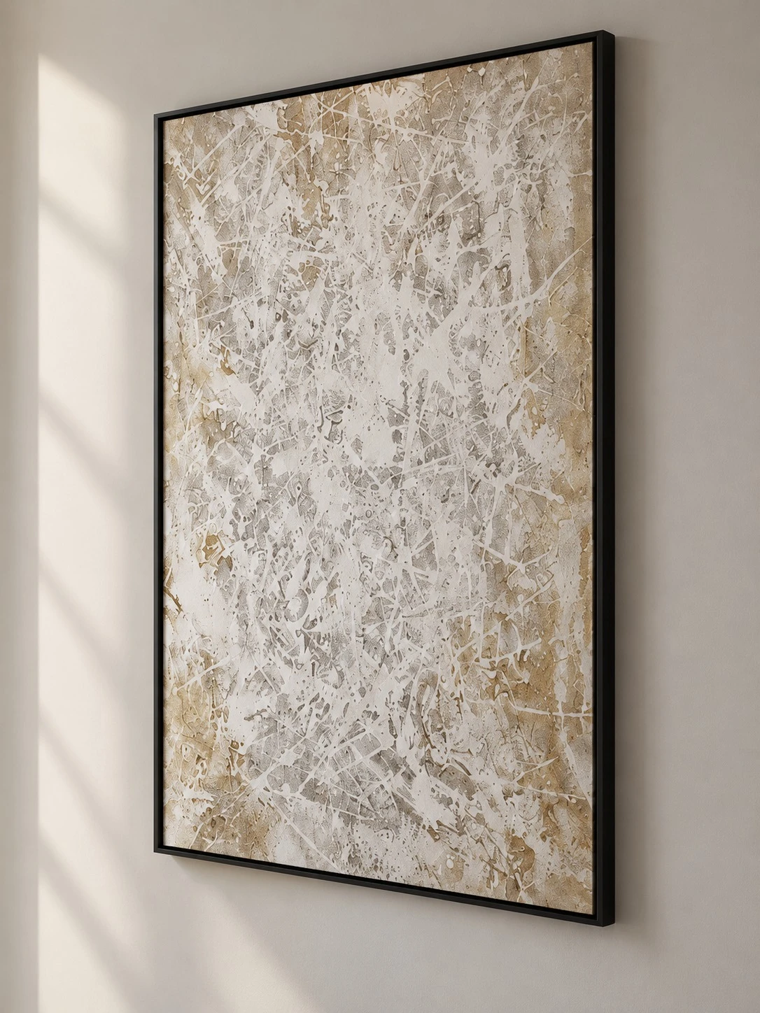 Framed Abstract Art Modern Living Accent 80x120 cm - artwork side angle view
