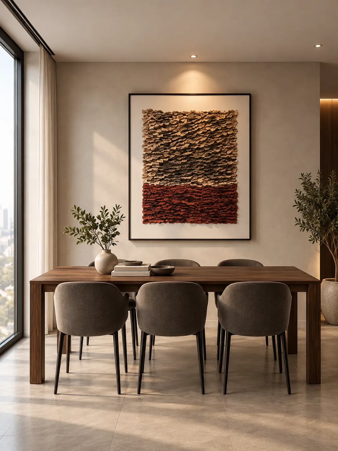 Framed Red Textured Art Print 120-150cm view 2