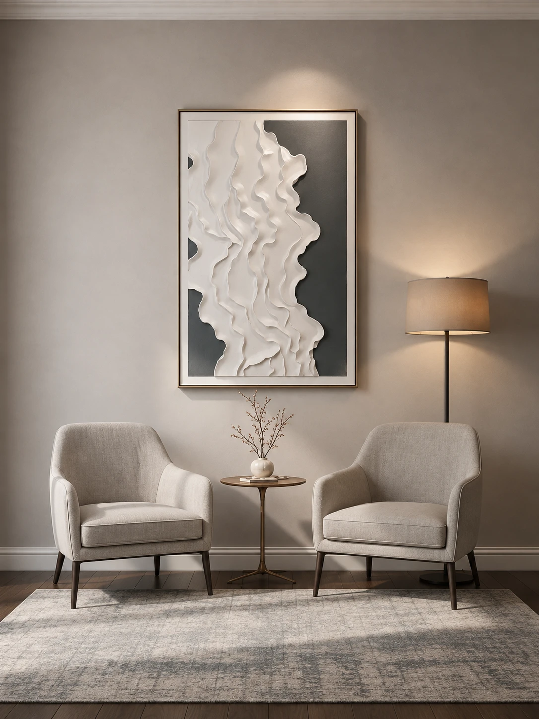 Framed Abstract Grey Art Print 80-120cm