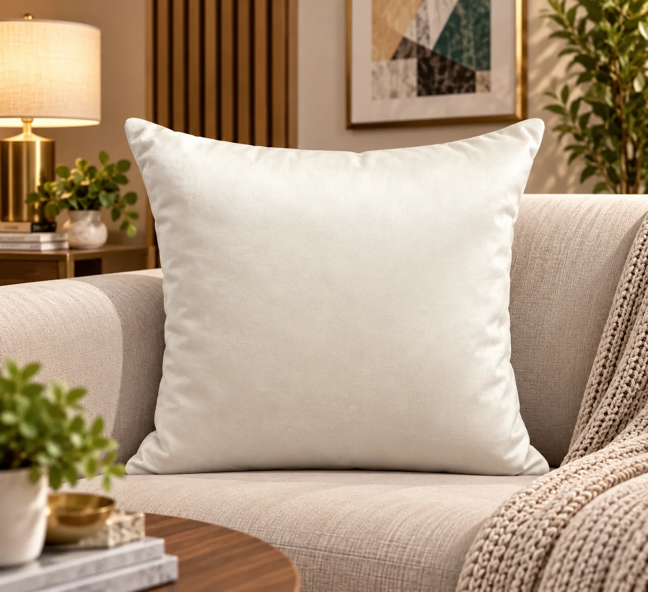 Ivory Velvet Cushion Cover Design 1012