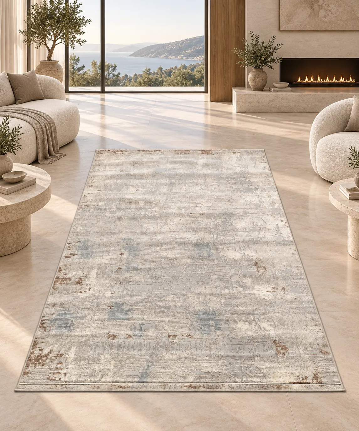 Light Grey Textured Area Rug