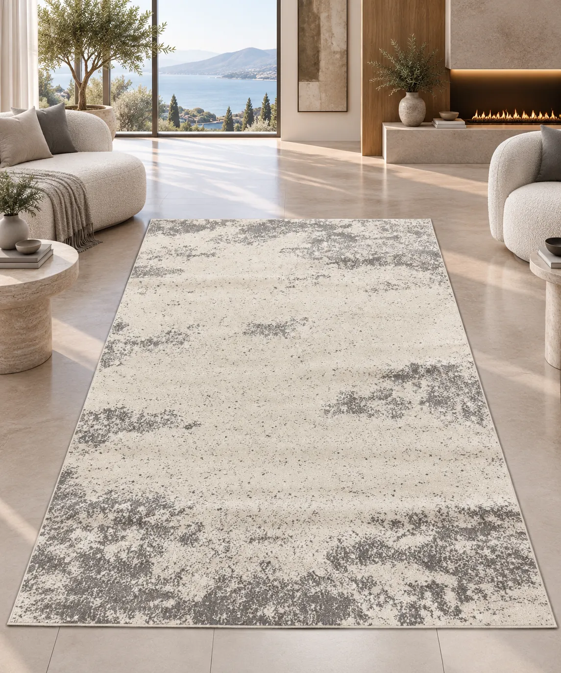 Ivory Textured Area Rug