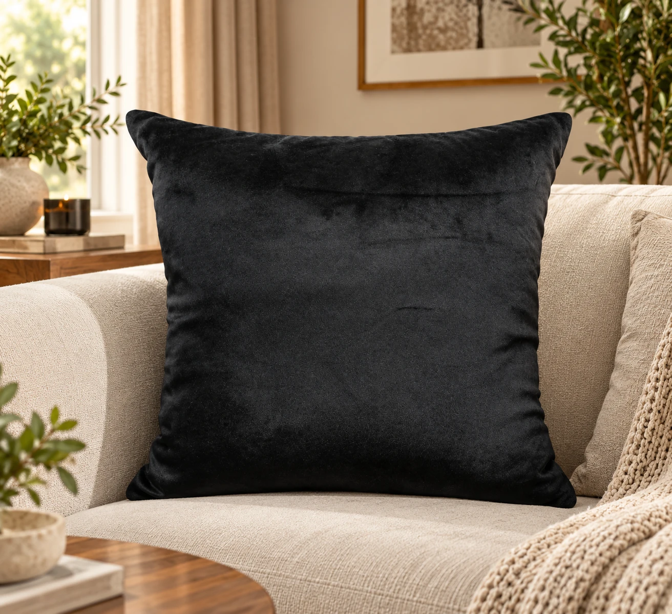 Black Velvet Cushion Cover Design 1012