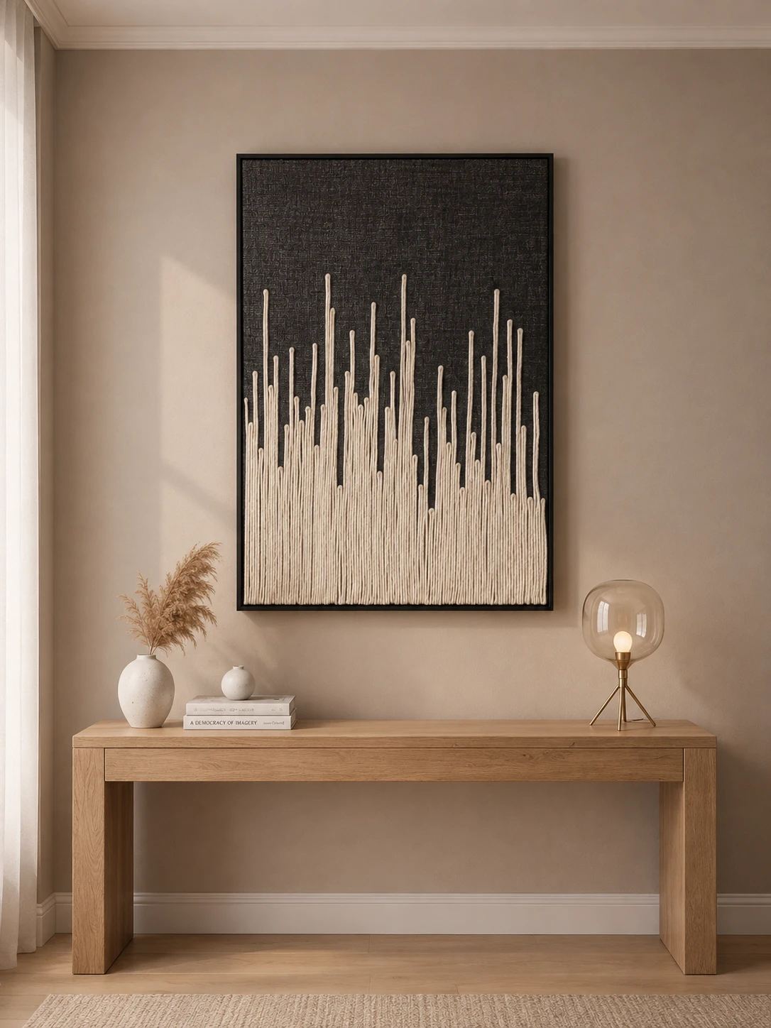 Framed Brown Grid Pattern Art 80-120cm