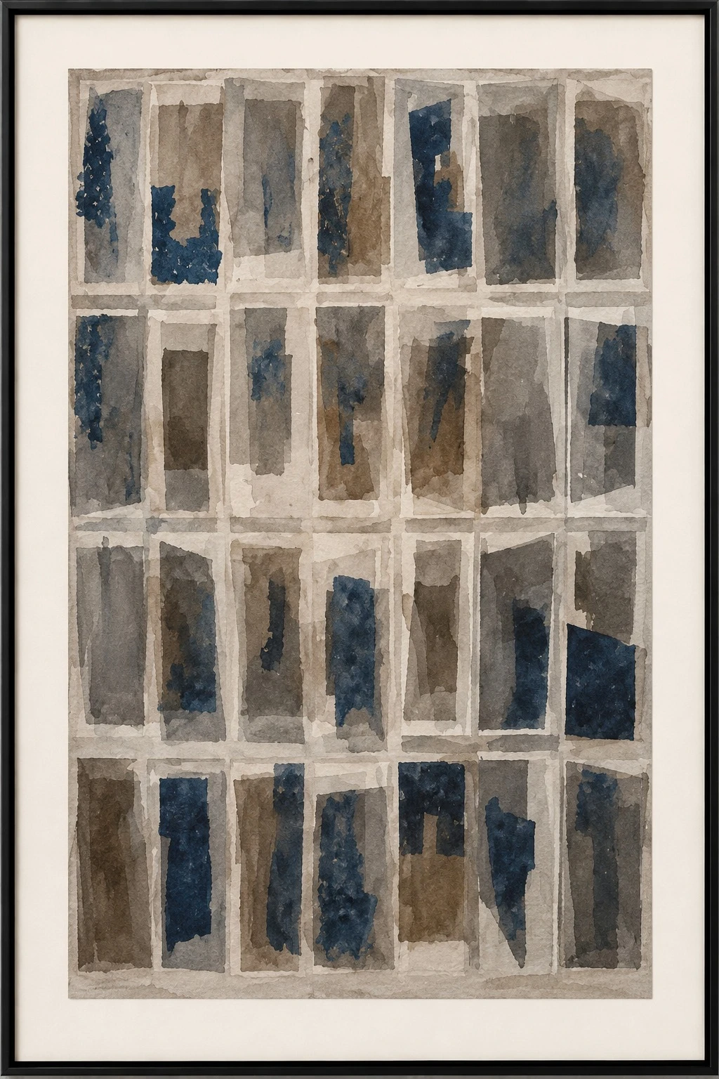 Framed B&W Grid Pattern 80x120 cm - artwork detail