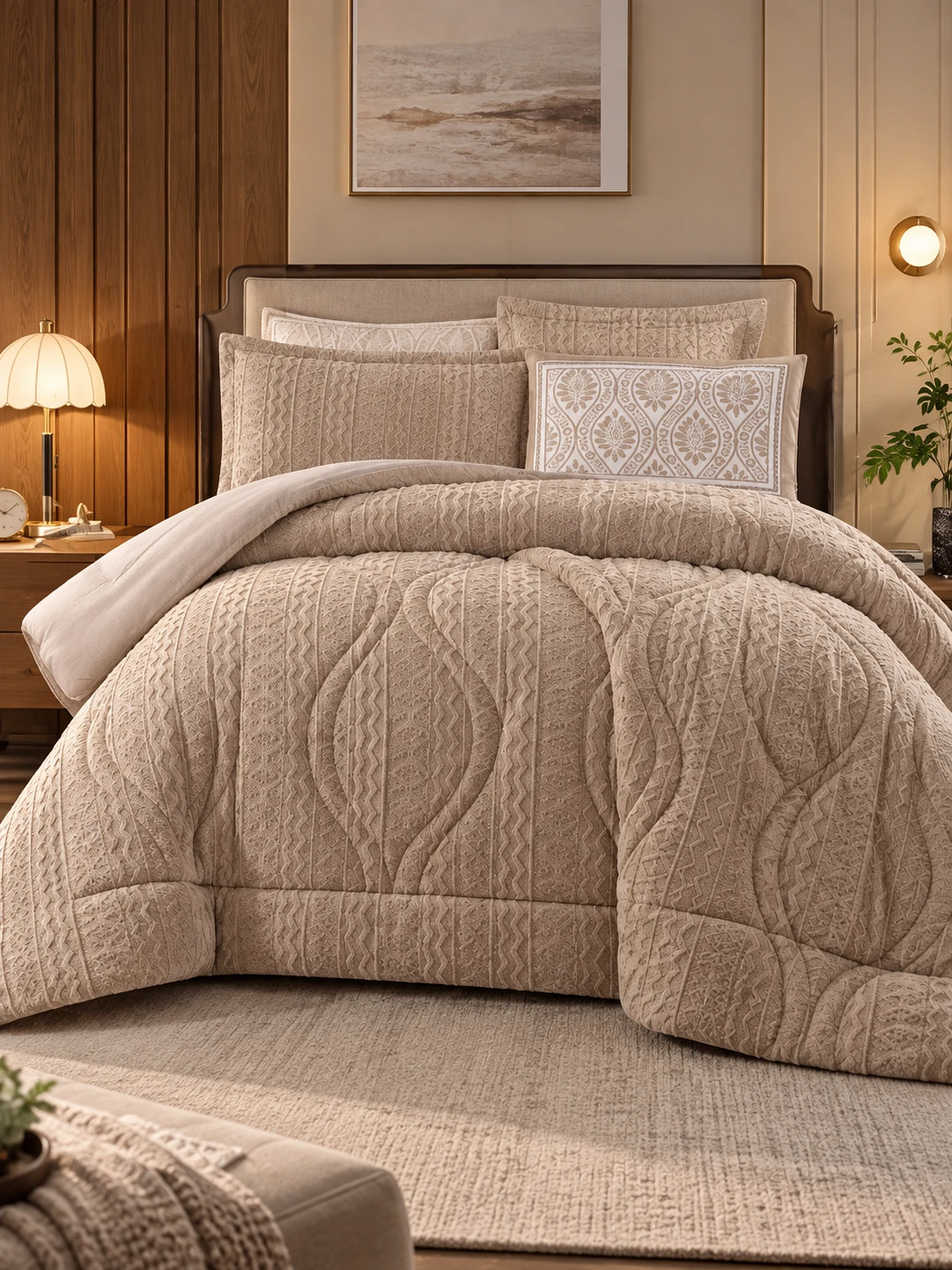 Grey Chevron Quilted Comforter Set - main view