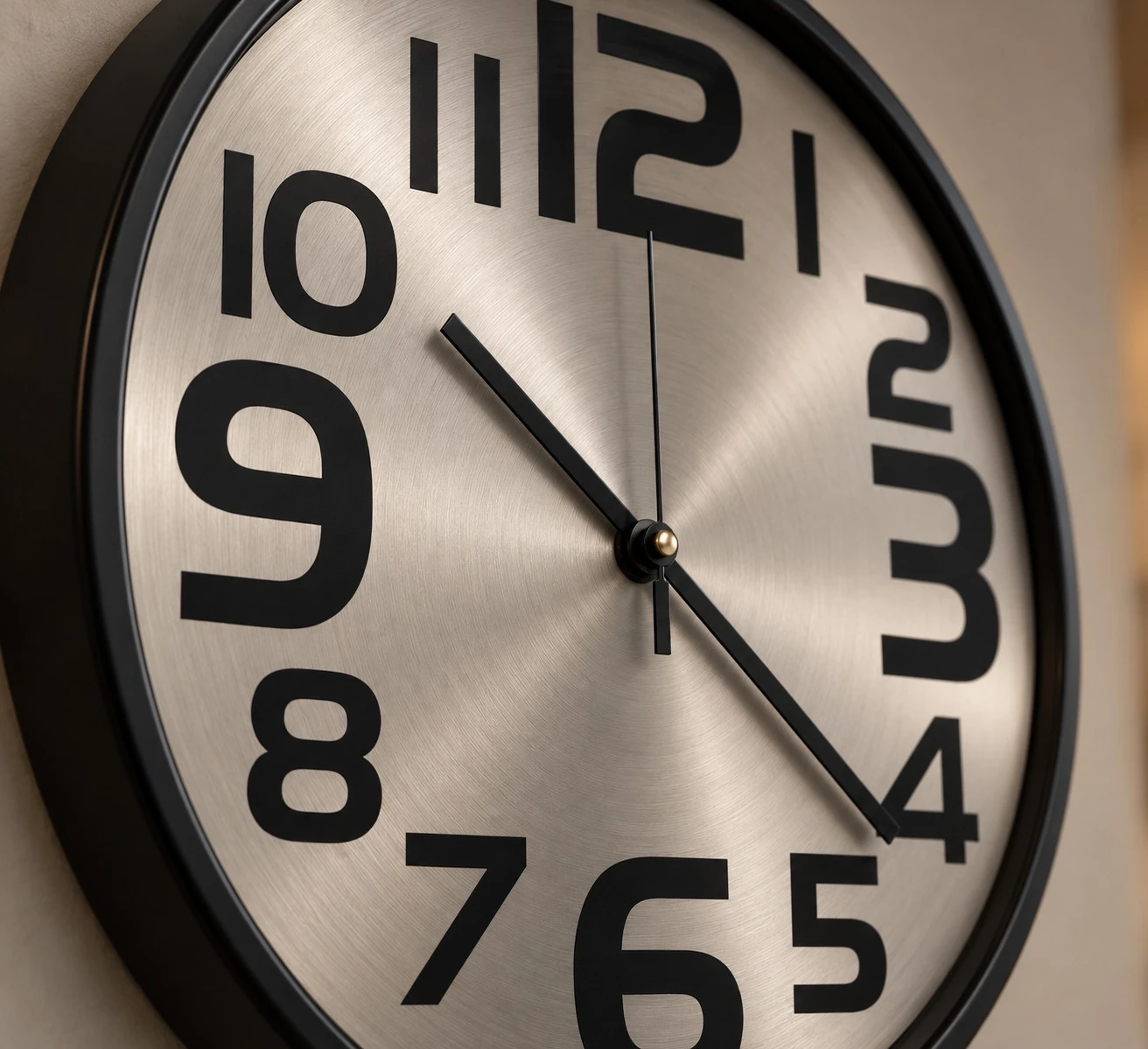 Black Numeral Wall Clock Console - dial macro detail