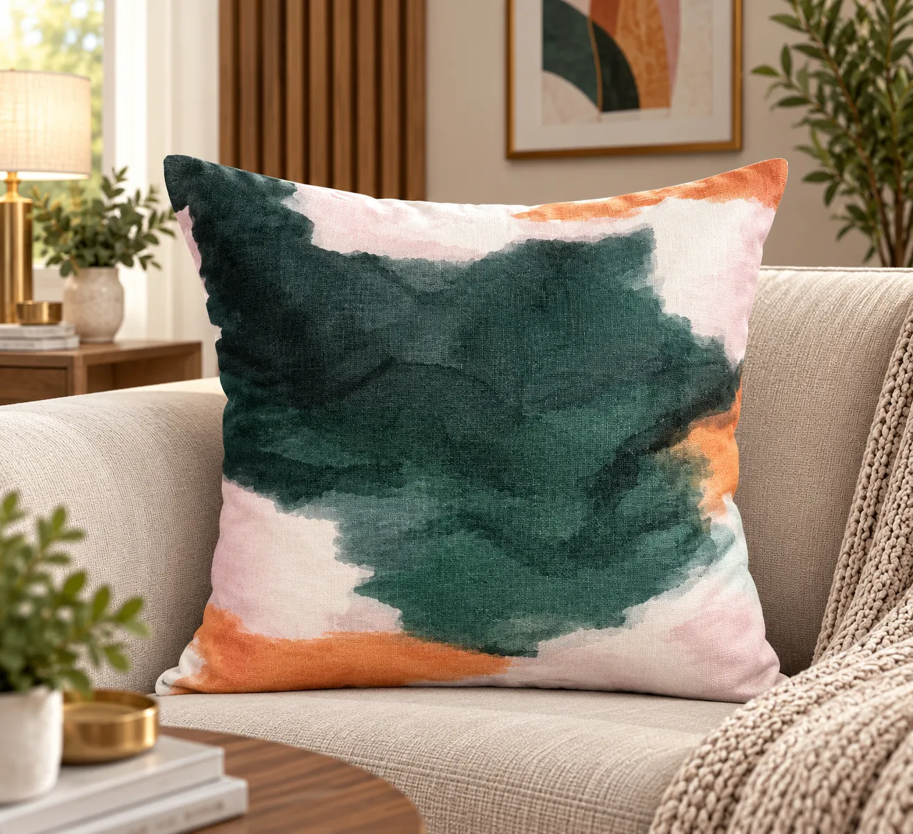 Teal Abstract Cushion Cover Design 3521