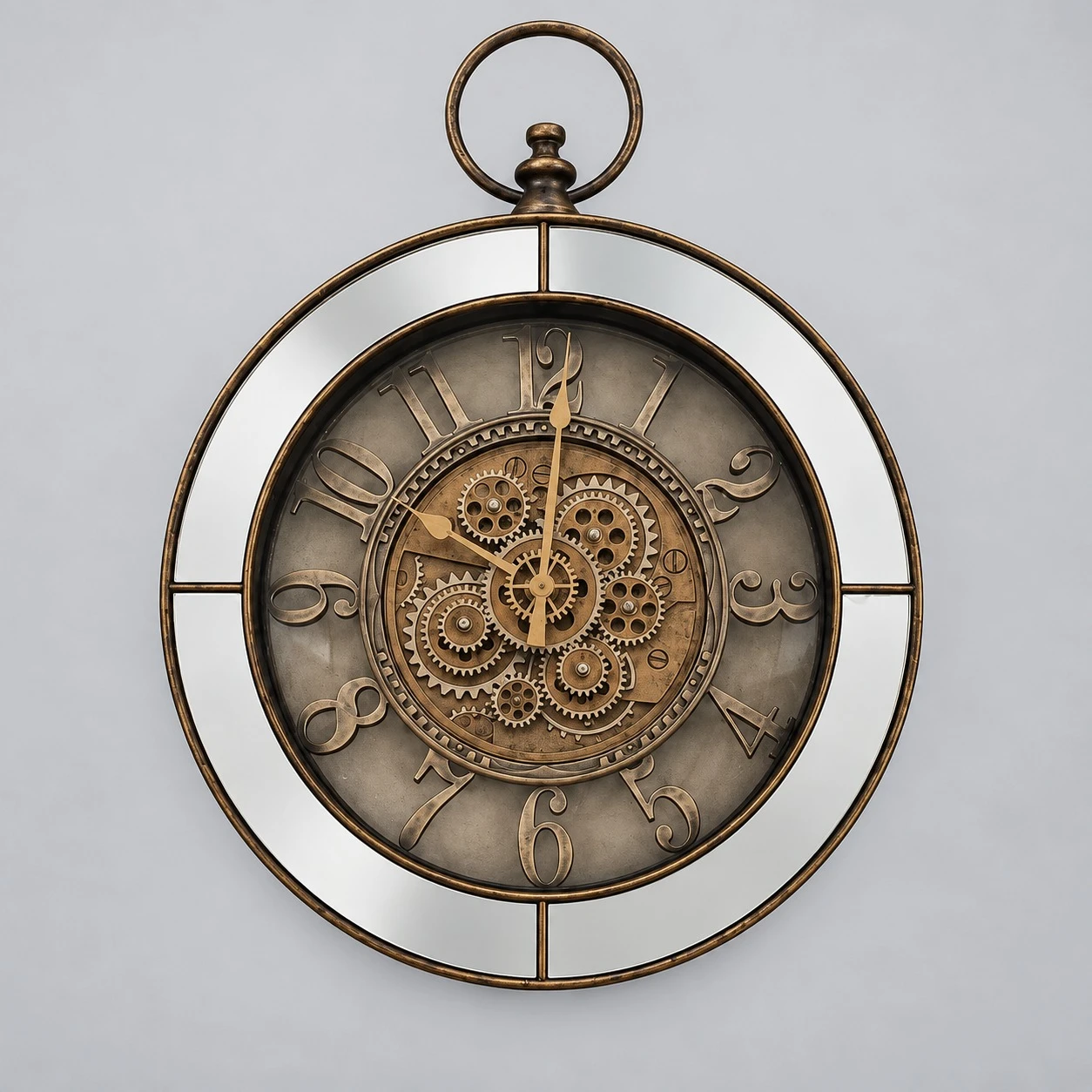 Antique Steampunk Wall Clock - studio front view