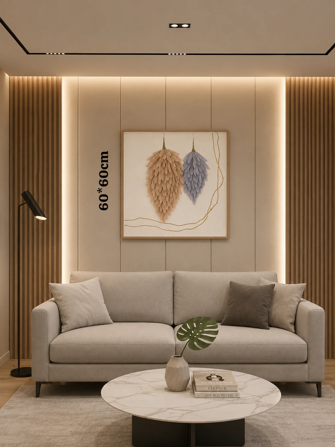 Framed Abstract Leaf Art Print 60-60cm