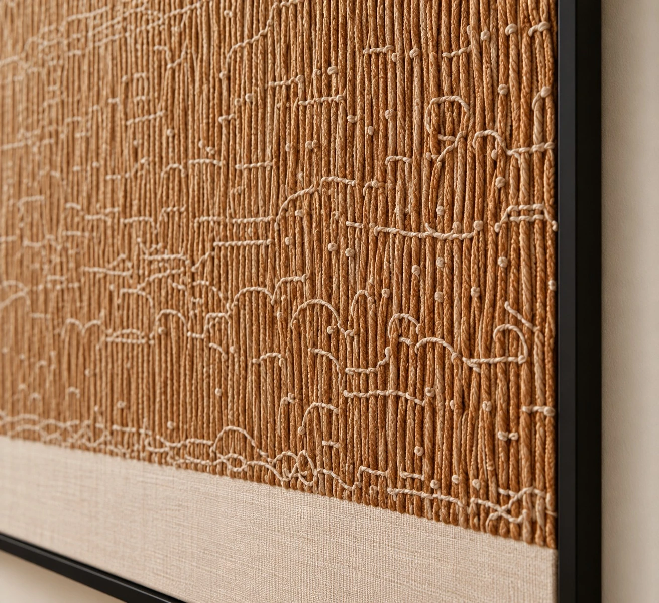 Framed Brown & Cream Abstract Art 80x120 cm - texture close-up