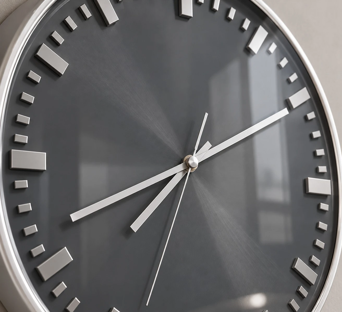 Charcoal Modern Wall Clock Console - dial macro detail