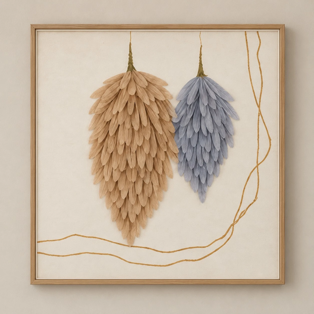 Framed Abstract Leaf Art Print 60x60 cm - artwork detail
