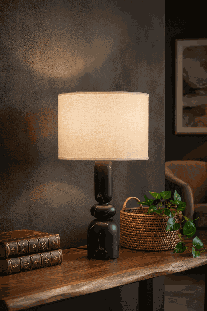 Black Sculptural Ceramic Table Lamp