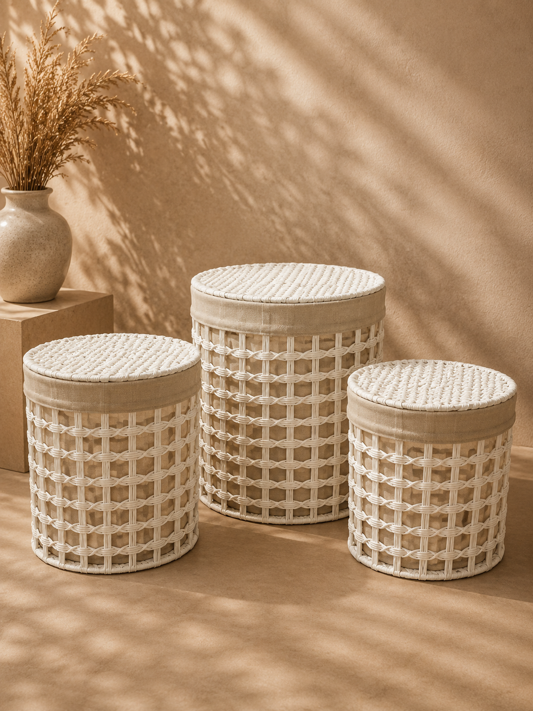 Basket Cream Woven Set 3 Sizes