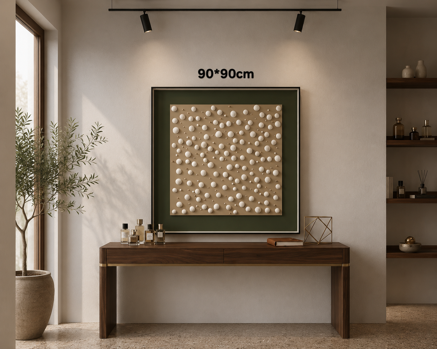 Framed Gold Textured Grid Pattern
